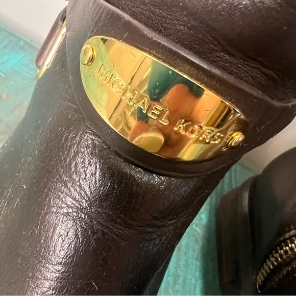 Michael Kors Arley Leather Riding Boots Dark Chocolate Size 7.5 - Picture 5 of 16